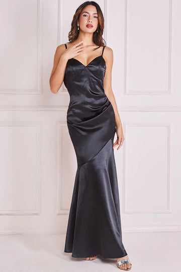 Cowl Back Satin Maxi Dress Goddiva